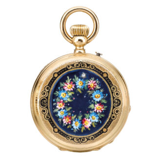 Swiss yellow gold and enamel pendant watch Circa 1900
