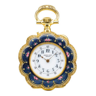 Swiss decorative gold and enamel pendant watch Circa 1895  