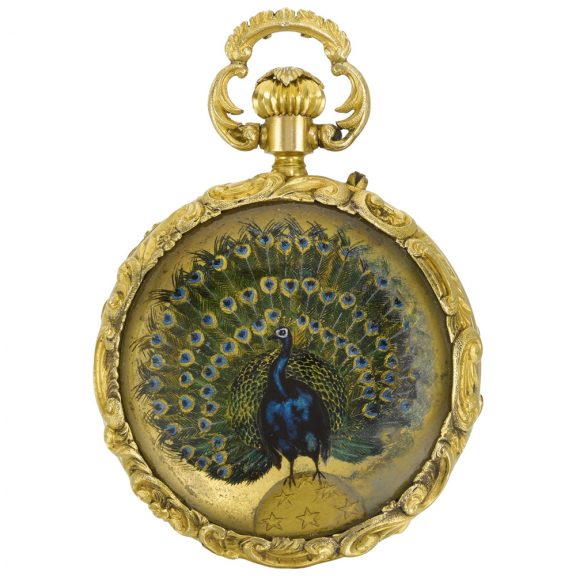 Spectacular Swiss gold hunting cased watch Circa 1870