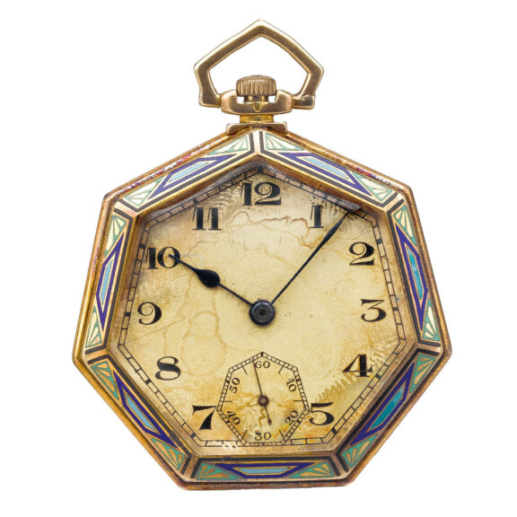 Swiss gold and enamel heptagonal dress watch Circa 1920 Swiss gold and enamel heptagonal dress watch Circa 1920