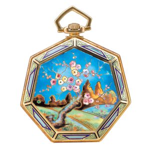 Swiss gold and enamel heptagonal dress watch Circa 1920