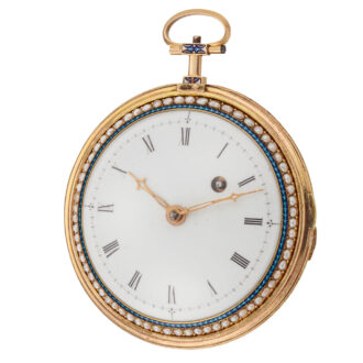 A French 18K gold watch with pearls on both sides Circa 1800