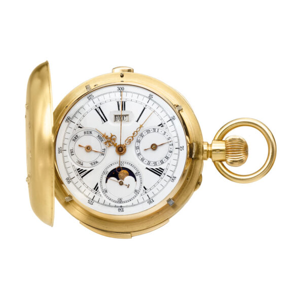 Swiss gold calendar minute repeating chronograph Circa 1890 Swiss gold calendar minute repeating chronograph Circa 1890