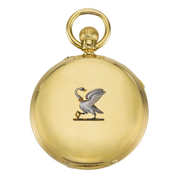 English gold minute repeating keyless pocket watch Circa 1883