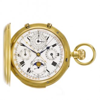 English gold perpetual calendar split seconds chronograph Circa 1913