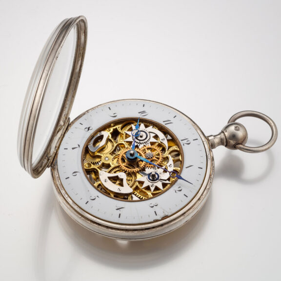 A French skeletonised quarter repeating silver verge Circa 1820 A French skeletonised quarter repeating silver verge Circa 1820