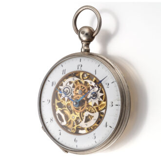 A French skeletonised quarter repeating silver verge Circa 1820