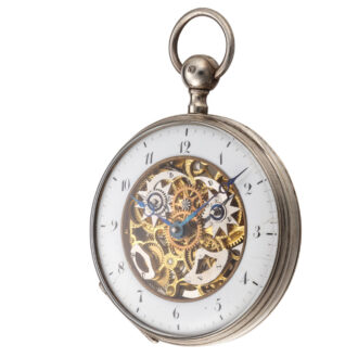 A French skeletonised quarter repeating silver verge Circa 1820