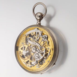 A French skeletonised quarter repeating silver verge Circa 1820