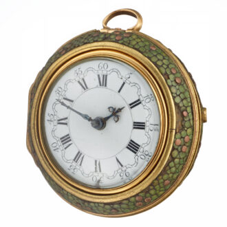 Dutch 22 carat gold verge in a shagreen pair case Circa 1760