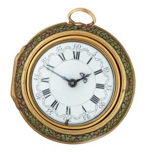 Dutch 22 carat gold verge in a shagreen pair case Circa 1760