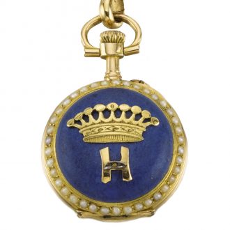 Lady’s open faced lapel watch with matching chatelaine Circa 1890 Lady’s open faced lapel watch with matching chatelaine Circa 1890