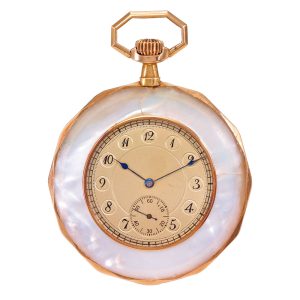 Swiss 14 carat gold and mother-of-pearl watch Circa 1930