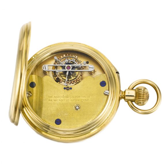 English gold full hunter watch with one-minute tourbillon Circa 1918