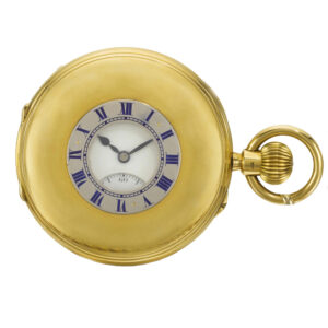 Rare English gold half hunting cased keyless lever watch Circa 1920