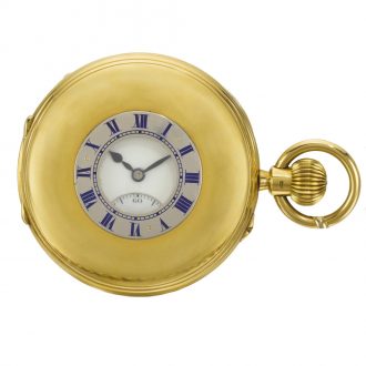 Rare English gold half hunting cased keyless lever watch Circa 1920