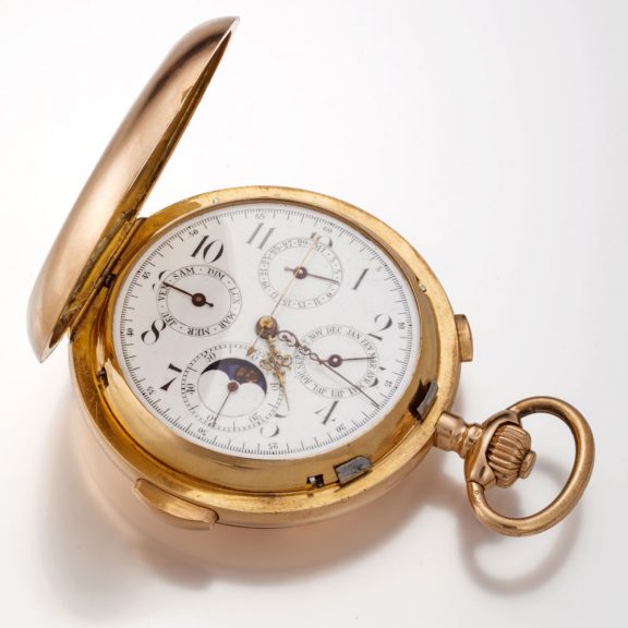 Swiss gold complicated lever pocket watch Circa 1900 Swiss gold complicated lever pocket watch Circa 1900