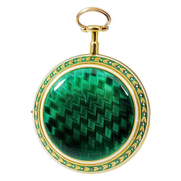 English gold, enamel, verge pocket watch Circa 1790 English gold, enamel, verge pocket watch Circa 1790