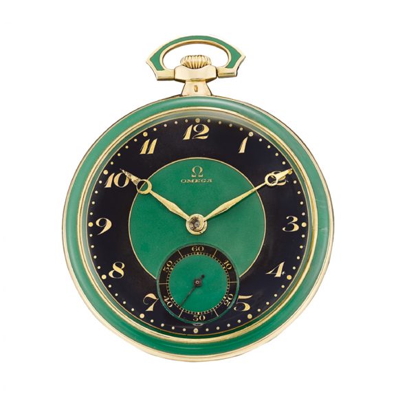 Extremely rare Swiss gold enamel Art Deco pocket watch Circa 1920