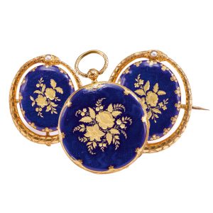 Swiss yellow gold and enamel open faced watch Circa 1840