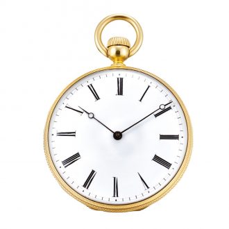 Swiss engraved and enamelled keyless pocket watch Circa 1857