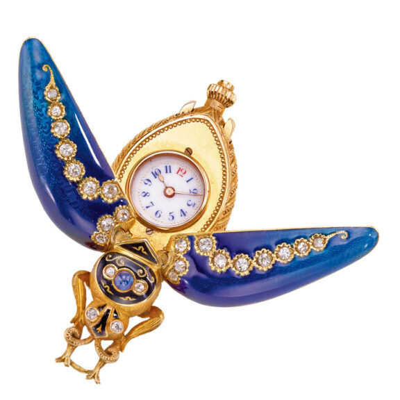 Swiss enamel and diamond set beetle watch Circa 1900
