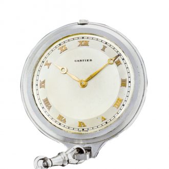 Swiss, French platinum Art Deco watch with chain Circa 1925