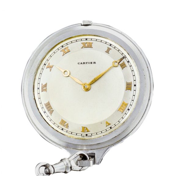 Swiss, French platinum Art Deco watch with chain Circa 1925