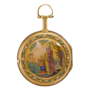 French yellow gold and enamel verge watch Circa 1785