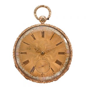 A French ultra slim  vari color gold open-faced dress watch Circa 1840