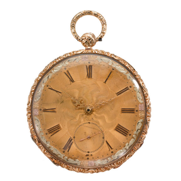 A French ultra slim  vari color gold open-faced dress watch Circa 1840