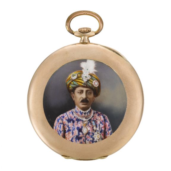 Swiss 18k gold lever watch with enamel portrait Circa 1915 Swiss 18k gold lever watch with enamel portrait Circa 1915