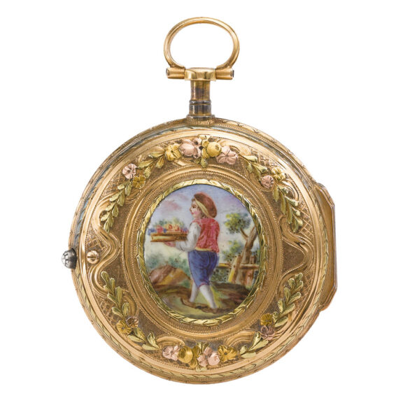 French three color gold and enamel verge watch Circa 1780