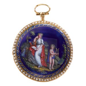 French pink gold, enamel and pearl-set watch Circa 1810