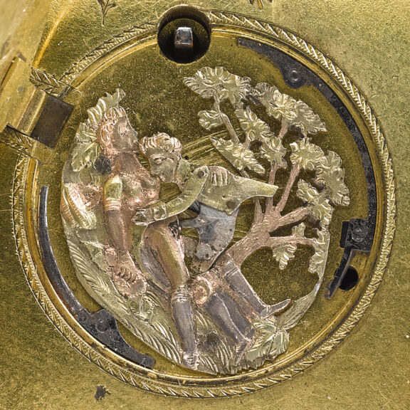 Swiss gold quarter repeater with erotic automaton Circa 1810 Swiss gold quarter repeater with erotic automaton Circa 1810