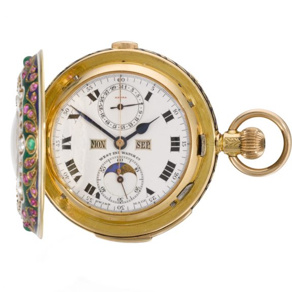 Swiss minute repeating calendar watch with chronograph Circa 1910 Swiss minute repeating calendar watch with chronograph Circa 1910