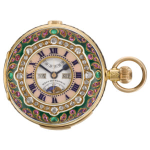 Swiss minute repeating calendar watch with chronograph Circa 1910
