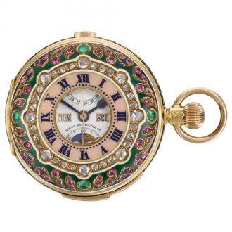 Swiss minute repeating calendar watch with chronograph Circa 1910 Swiss minute repeating calendar watch with chronograph Circa 1910
