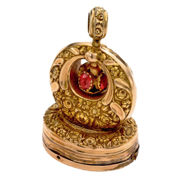 Swiss gold musical watch and a gold musical fob Circa 1800 Swiss gold musical watch and a gold musical fob Circa 1800