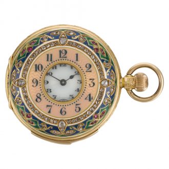 Swiss minute repeating half hunter with automaton Circa 1910