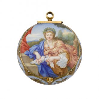 French enamel painted watch with shagreen outer cover Circa 1650