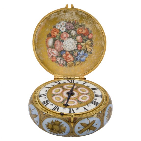 French enamel painted watch with shagreen outer cover Circa 1650 French enamel painted watch with shagreen outer cover Circa 1650