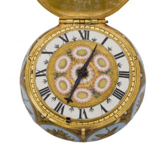 French enamel painted watch with shagreen outer cover Circa 1650