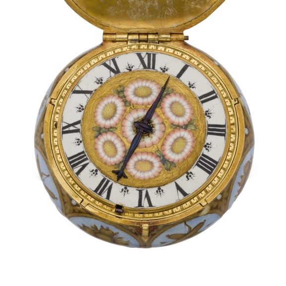 French enamel painted watch with shagreen outer cover Circa 1650 French enamel painted watch with shagreen outer cover Circa 1650