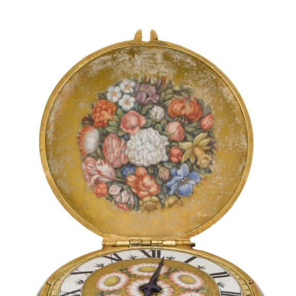 French enamel painted watch with shagreen outer cover Circa 1650 French enamel painted watch with shagreen outer cover Circa 1650