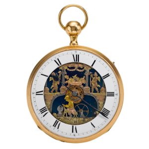 Swiss gold quarter repeating automaton watch Circa 1820