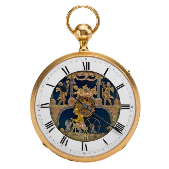 Swiss gold quarter repeating automaton watch Circa 1820