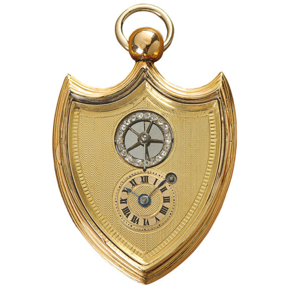 Prestigious Austrian gold escutcheon form watch Circa 1829 Prestigious Austrian gold escutcheon form watch Circa 1829