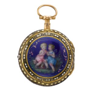 French gilt and enamel quarter repeating watch Circa 1760