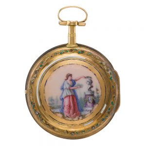 French 18k yellow gold and enamel verge watch Circa 1780